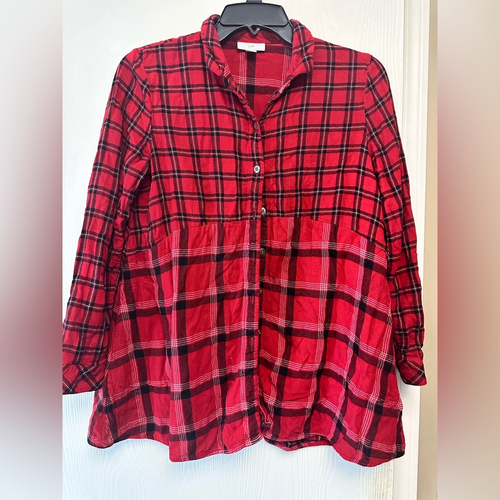 J. Jill Red and Black Plaid Shirt